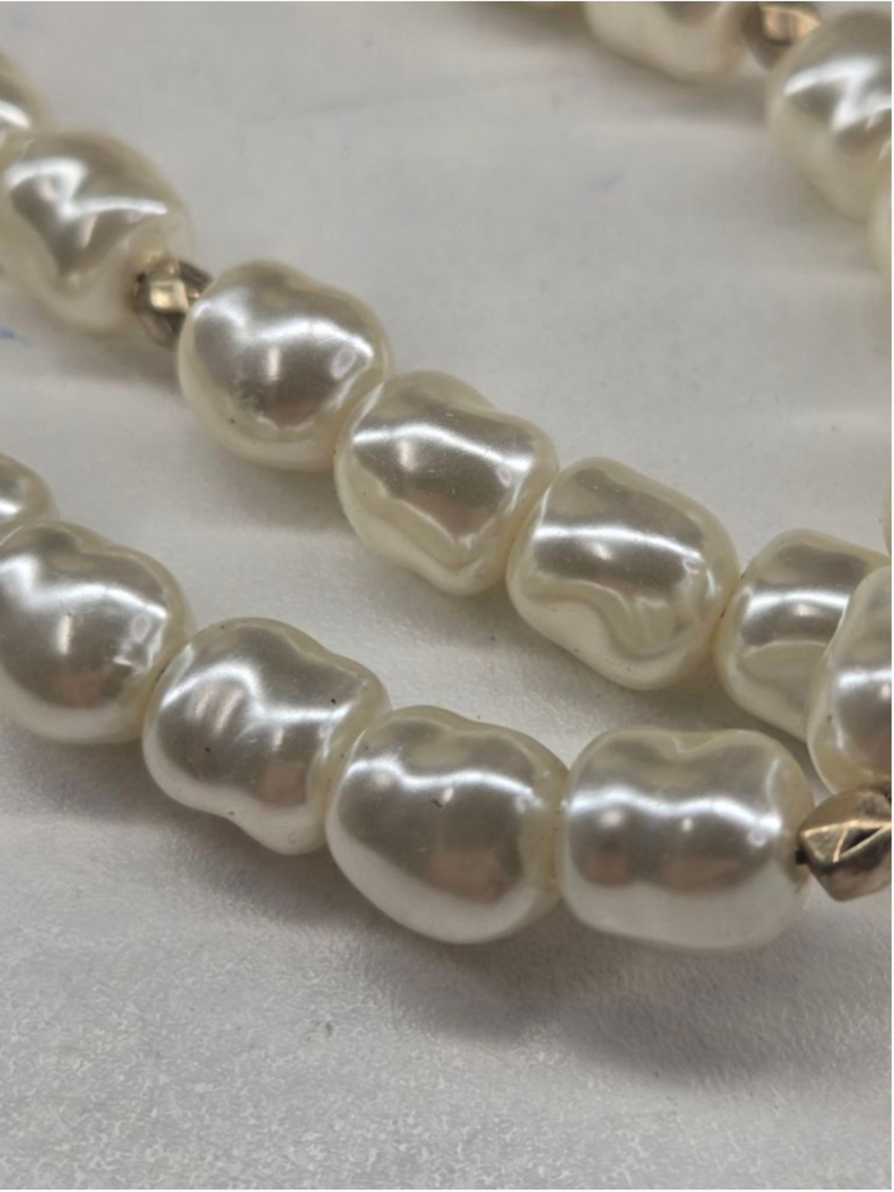 NWT Chico's Necklace Faux Pearl Double Strand White Goldtone Medallion Key Charm - Picture 13 of 13